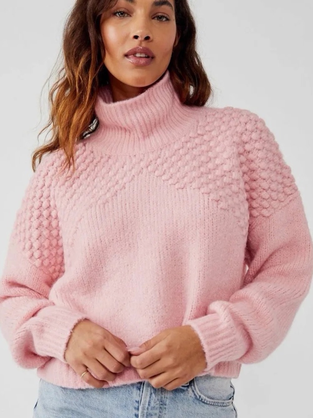 Free People Opal Rollneck Knit Sweater Pink - Picture 2 of 8